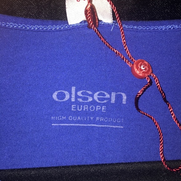 🦋 OLSON EUROPE Blue V-Neck Top w/ 3/4 sleeves - Picture 3 of 7